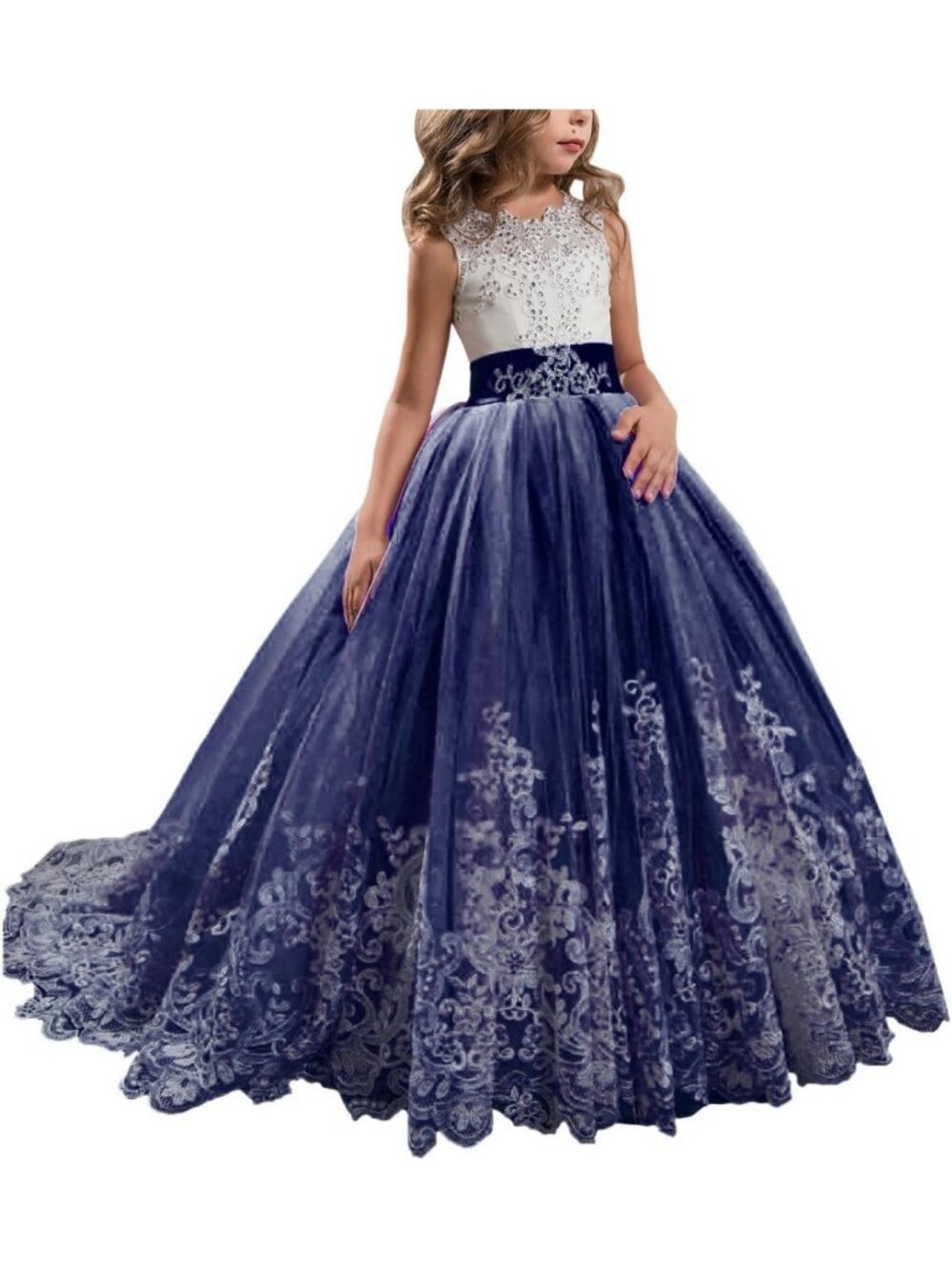 Girls' Lilac Pageant Dress - Long Puffy Tulle Ball Gown for Kids' Prom & Parties